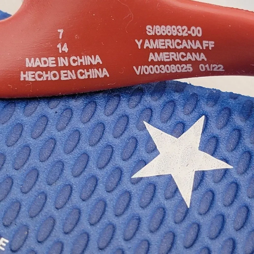 New Americana Sandals Unisex Toddler 7 Flip Flops Red White Blue‎ Stars New